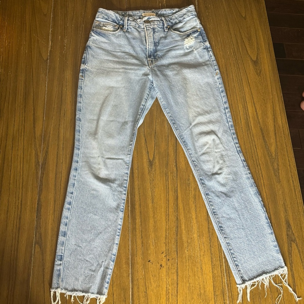 Good American Good Classic light wash straight leg jeans